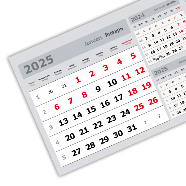 2025 - «3 в одном» мелованные мини «3 в 1» (297*207) серый