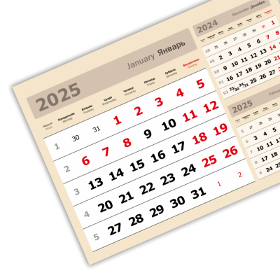 2025 - «3 в одном» мелованные мини «3 в 1» (297*207) бежевый